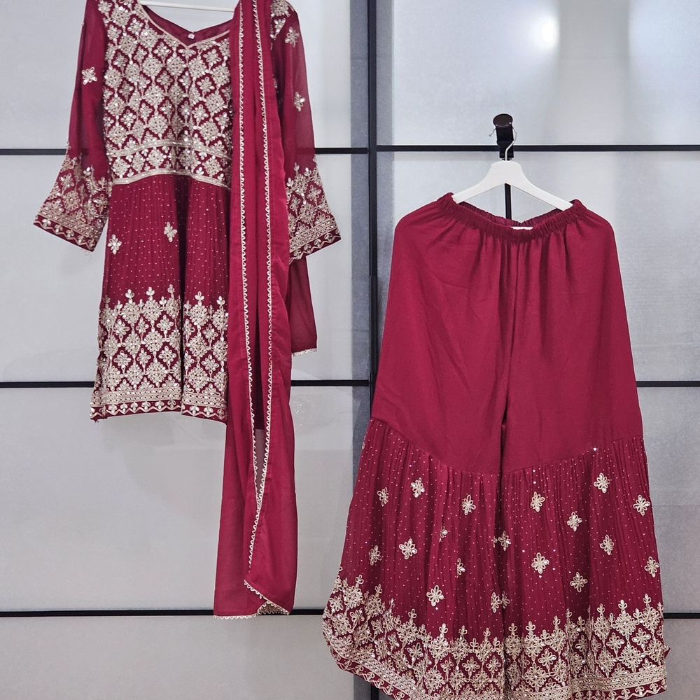 Punjabi Sharara Plazzo Suit Women Ready-Made Designer Kameez Wedding Party Wear